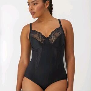 Maidenform Bodysuit Lace Shapewear Firm Control Unlined Lingerie Black Wire 40DD